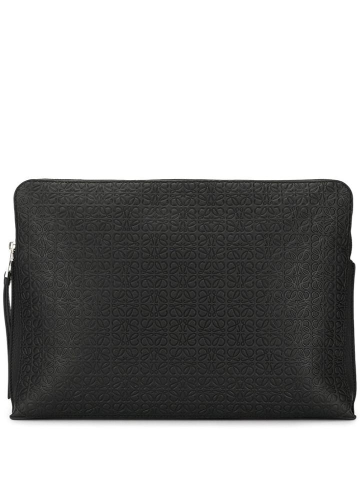 Loewe Logo Embossed Clutch - Black