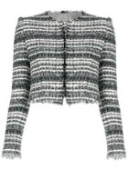 Thom Browne Banker Stripe Lace Ribbon Cardigan Jacket - Grey