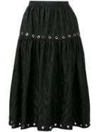Kenzo Gold Embellished Full Skirt, Women's, Size: 34, Black, Polyester