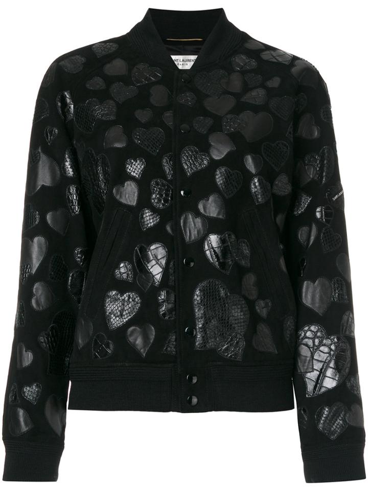 Saint Laurent Heart Patch Bomber Jacket - Black
