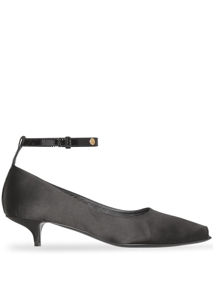 Burberry Satin Peep-toe Kitten-heel Pumps - Black