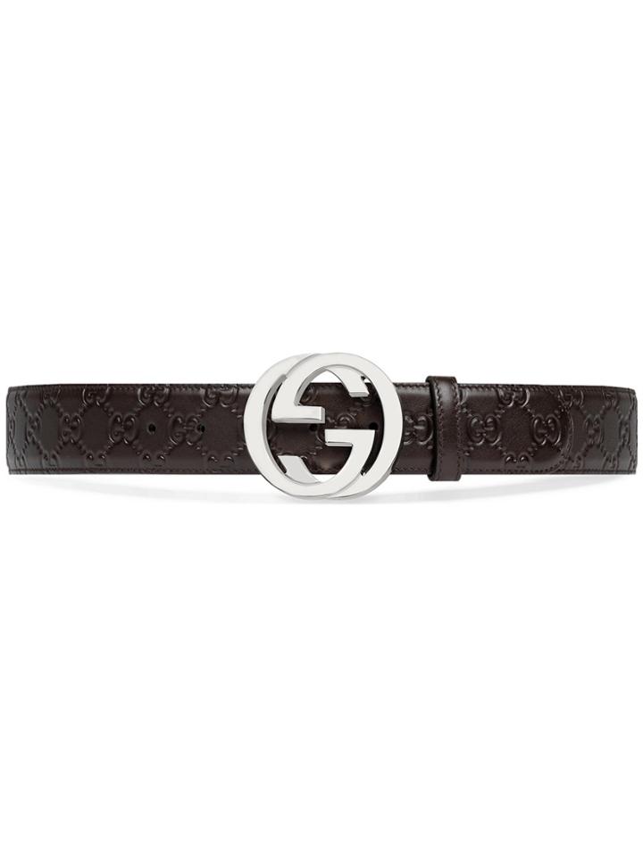 Gucci Gg Supreme Buckle Belt - Brown