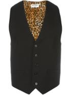 Saint Laurent Contrast Lined Waistcoat, Men's, Size: 46, Black, Cotton/cupro/virgin Wool