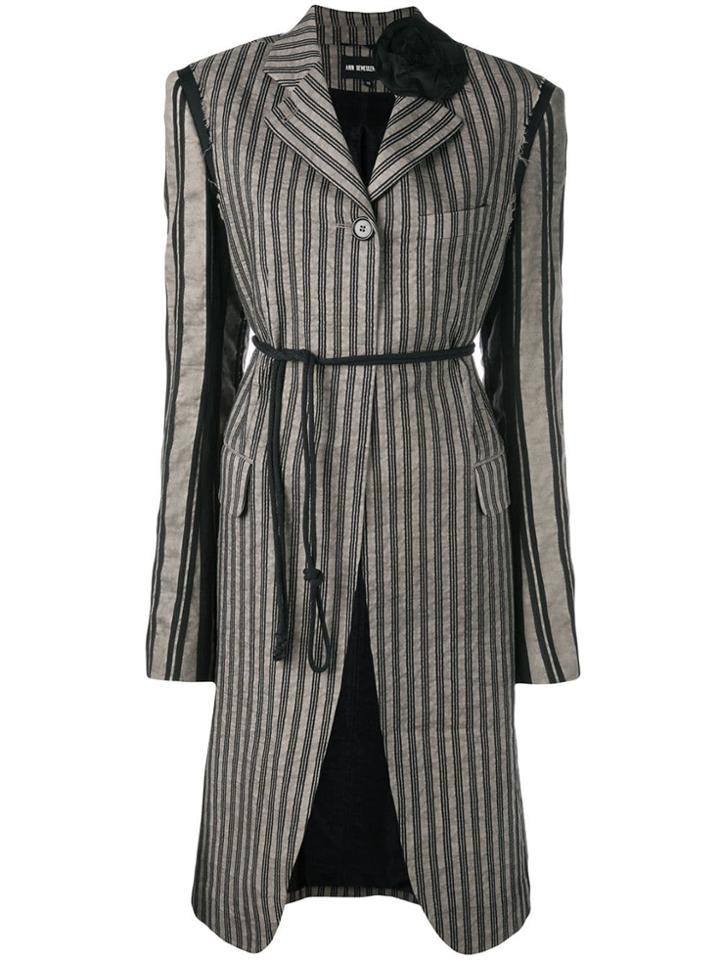 Ann Demeulemeester Striped Coat - Grey