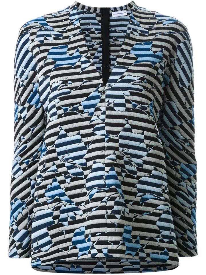 Scanlan Theodore Striped Floral Weave Top, Women's, Size: 10, Black, Cotton