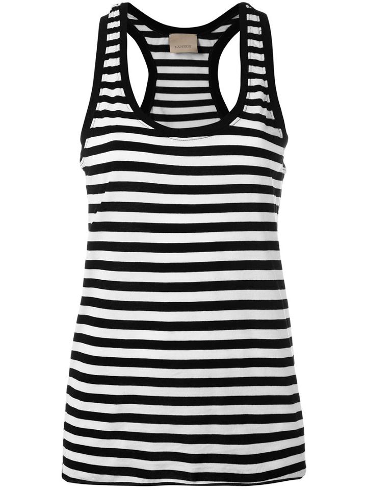 Laneus - Striped Top - Women - Cotton/polyamide - M, Women's, Black, Cotton/polyamide