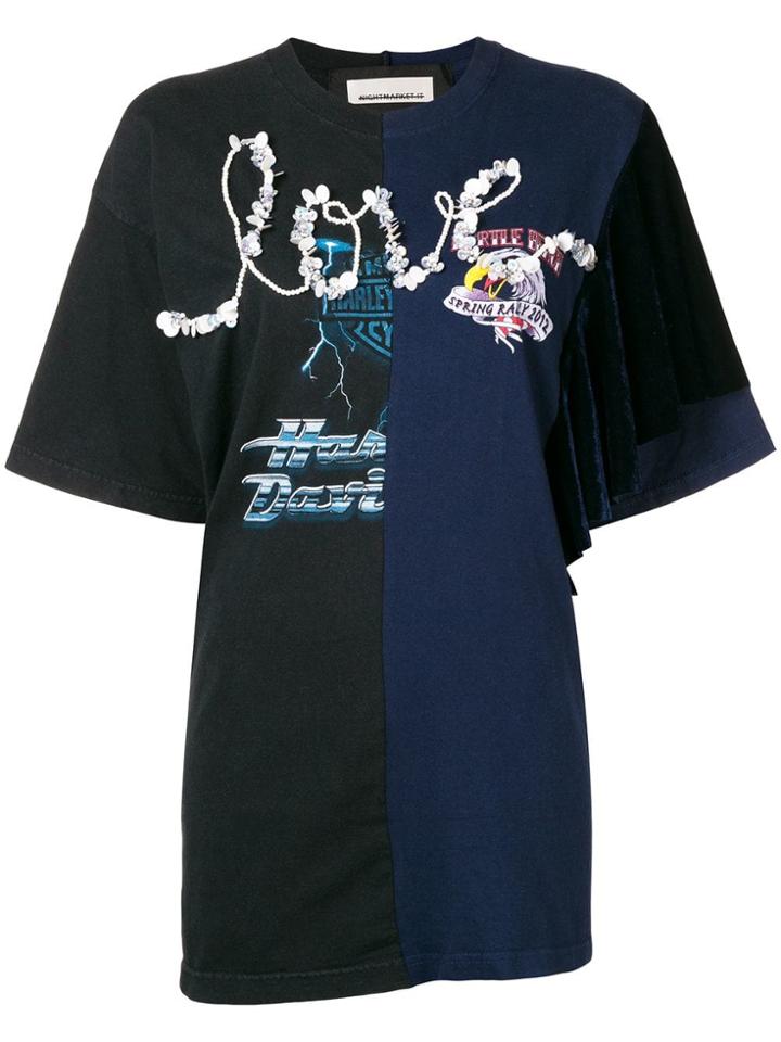 Night Market Printed Panel T-shirt - Black
