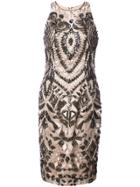 Aidan Mattox Beaded Fitted Dress - Nude & Neutrals