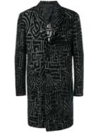 Etro Geometric Print Coat, Men's, Size: 46, Black, Silk/wool