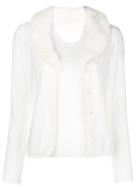 Blumarine Fur Collar Knit Set - Nude & Neutrals