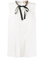 Nº21 Embellished Sleeveless Blouse - White