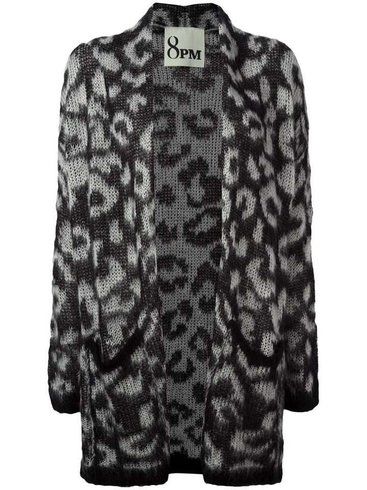 8pm Shawl Lapel Patterned Cardigan, Women's, Size: Small, Black, Polyacrylic/polyamide/mohair