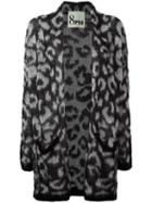 8pm Shawl Lapel Patterned Cardigan, Women's, Size: Small, Black, Polyacrylic/polyamide/mohair