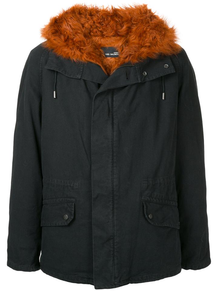 Yves Salomon Homme Fur Lined Zip-up Parka - Blue