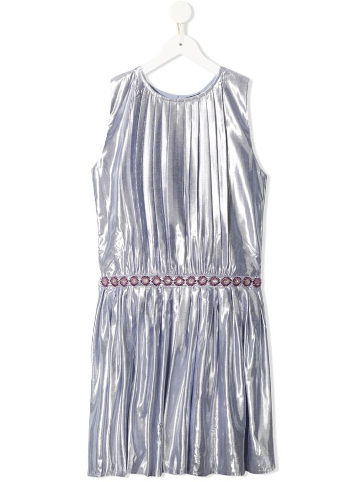Velveteen Anila Pleated Dress - Pink & Purple