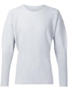 Homme Plissé Issey Miyake Long Sleeve Pleated T-shirt, Men's, Size: 2, Grey, Polyester