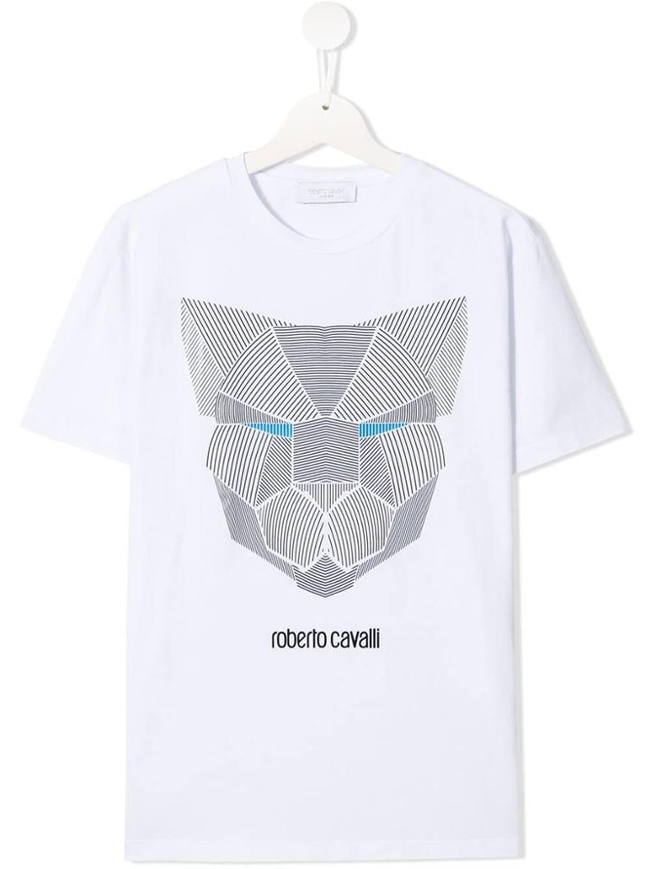 Roberto Cavalli Junior Cat Print T-shirt - White