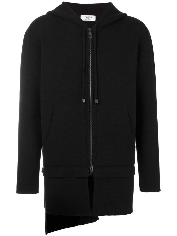 Ports 1961 Layered Zipped Hoodie, Men's, Size: Medium, Black, Polyester/wool