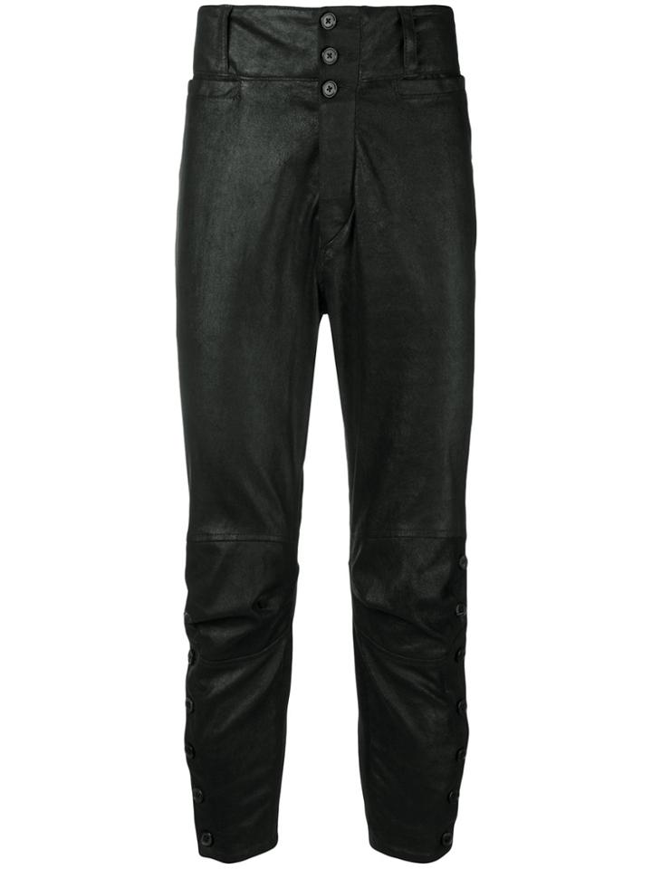 Ann Demeulemeester Side-slits Buttoned Trousers - Black