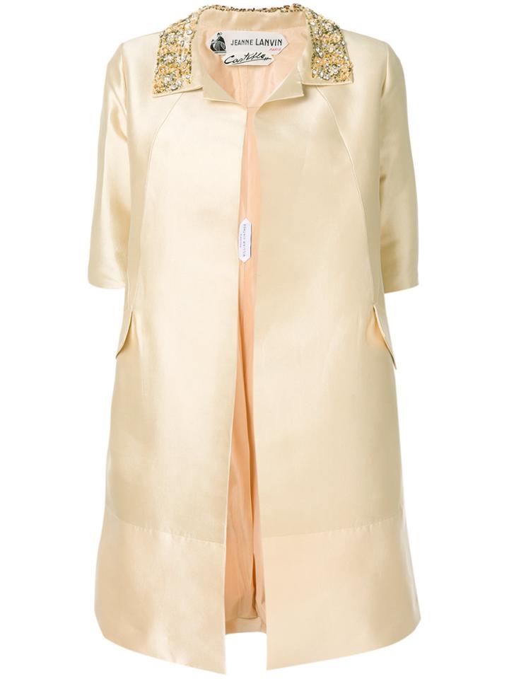 Lanvin Vintage 1962 Beaded Flared Coat - Brown