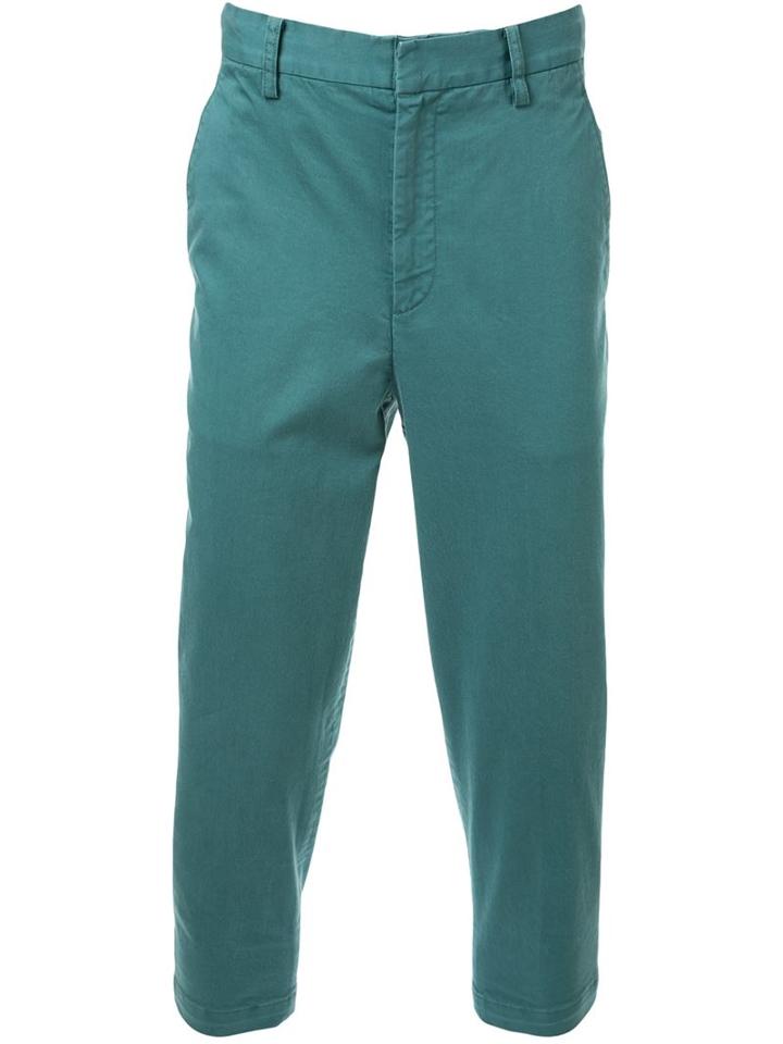 Cityshop Cropped Trousers, Men's, Size: L, Green, Cotton/polyurethane/tencel