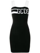 Gcds Logo Ribbed Fitted Dress - Black