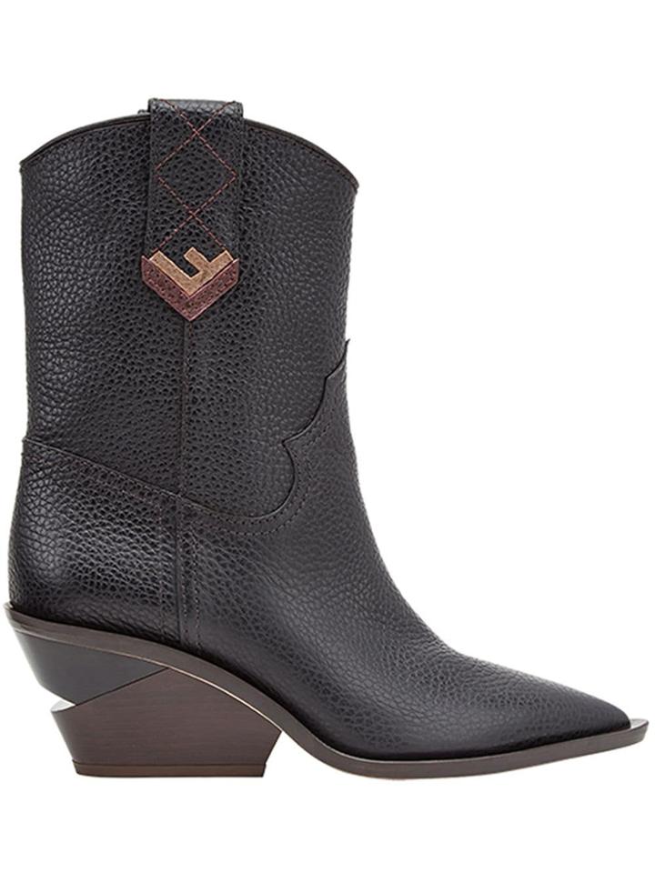 Fendi Pointed Toe Cowboy Booties - Black