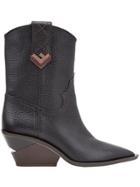 Fendi Pointed Toe Cowboy Booties - Black