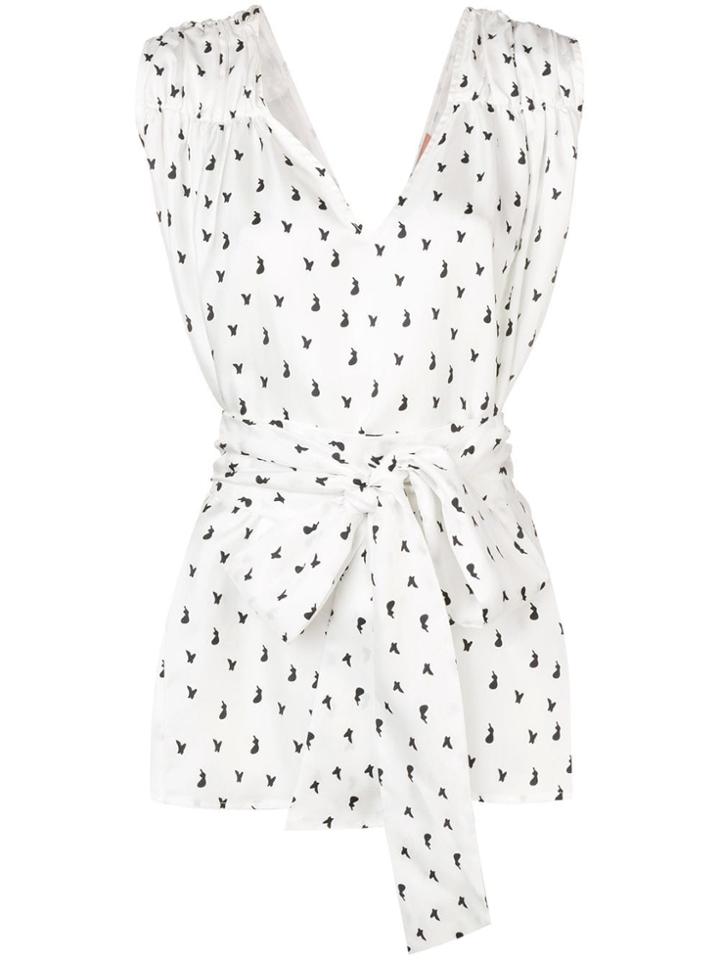 Maggie Marilyn Tie Waist Printed Top - White
