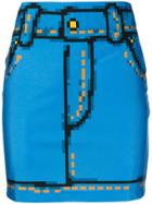 Moschino Pixel Print Mini Skirt - Blue