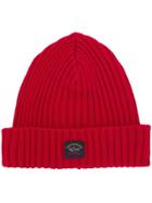 Paul & Shark Ribbed Knit Beanie - Red