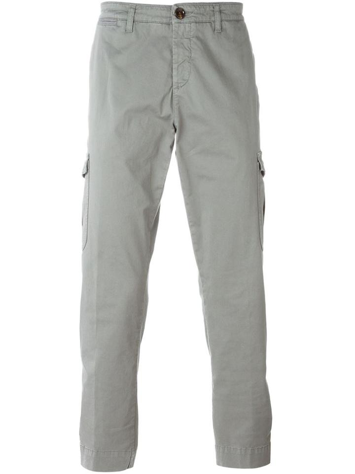 Eleventy Cargo Chino Trousers, Men's, Size: 30, Grey, Cotton/spandex/elastane