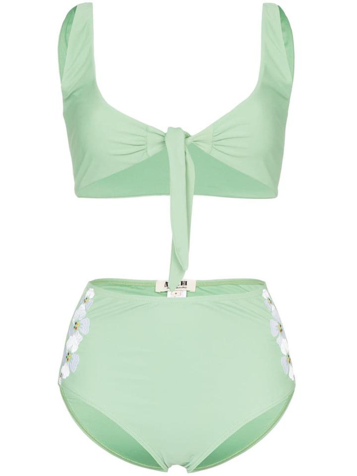 All Things Mochi Lilly Embroidered Floral Bikini - Green