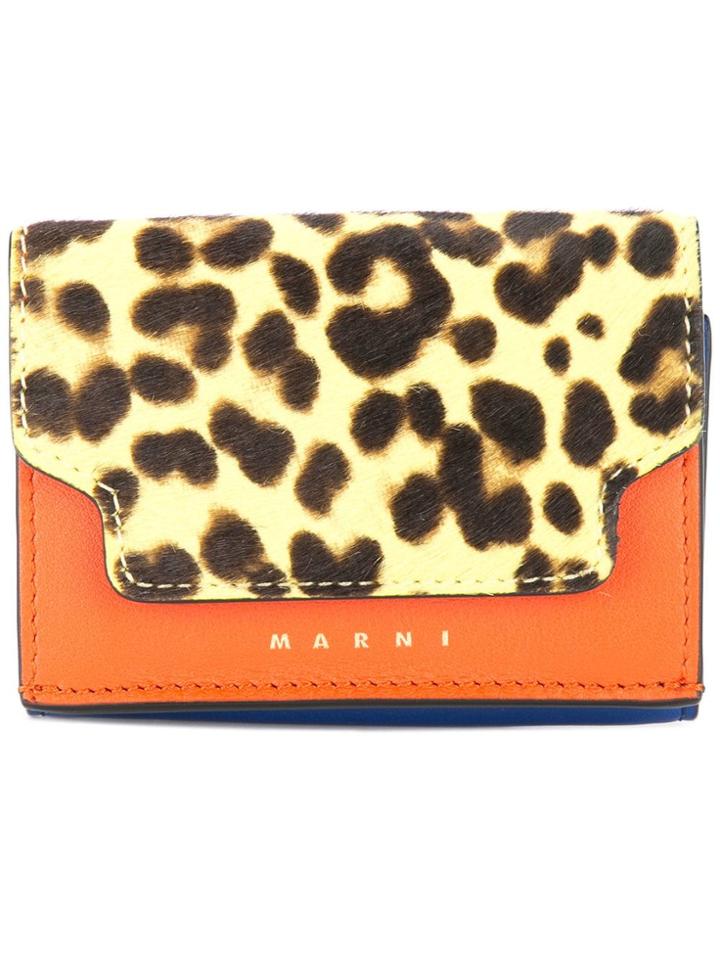 Marni Leopard Foldover Wallet - Multicolour