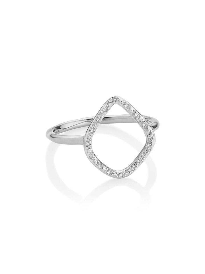 Monica Vinader Riva Diamond Hoop Ring - Silver