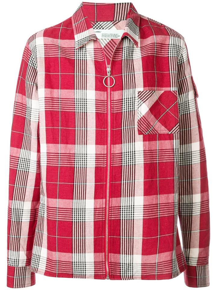 Off-white Zip-up Plaid Shirt - Red