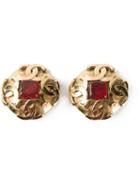 Chanel Pre-owned Round Gem Clip-on Earrings - Metallic
