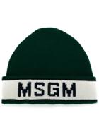Msgm Logo Beanie - Green