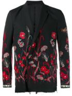 Gucci Floral Embroidered Blazer, Men's, Size: 46, Black, Cotton/wool/rayon