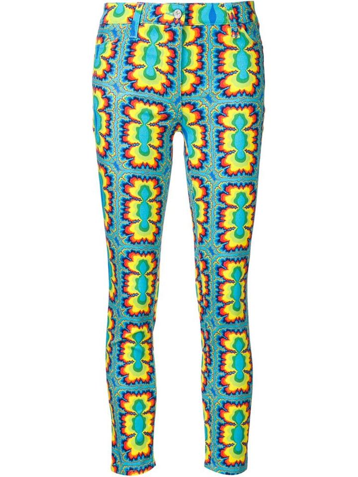 Jeremy Scott Psychedelic Print Skinny Jeans, Women's, Size: 44, Blue, Cotton/other Fibres