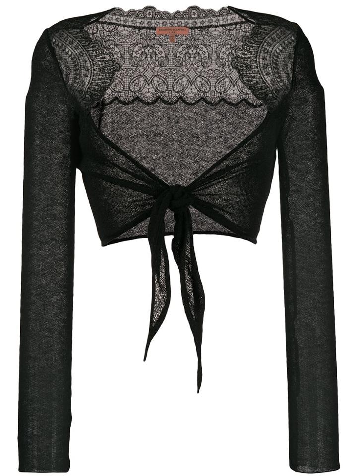 Ermanno Scervino Embroidered Wrap Knitted Top - Black