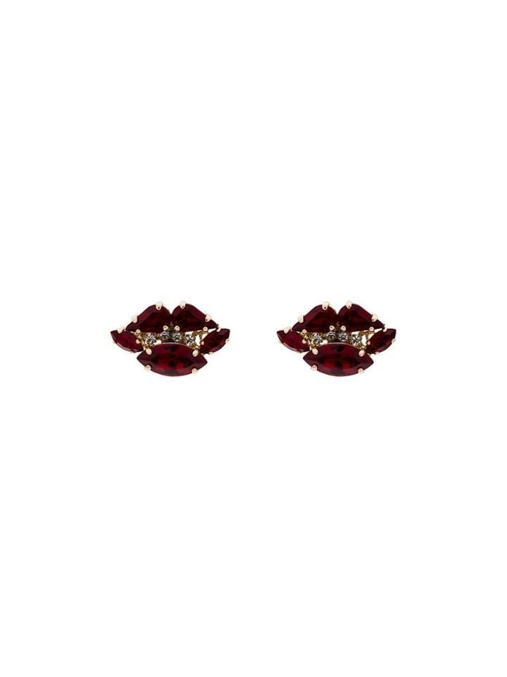 Anton Heunis Red Crystal Lips Earrings