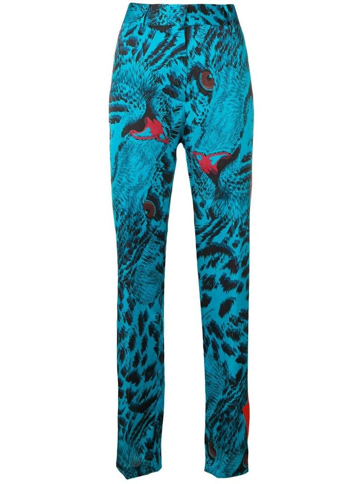 Msgm Printed High Waisted Trousers - Blue