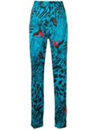 Msgm Printed High Waisted Trousers - Blue