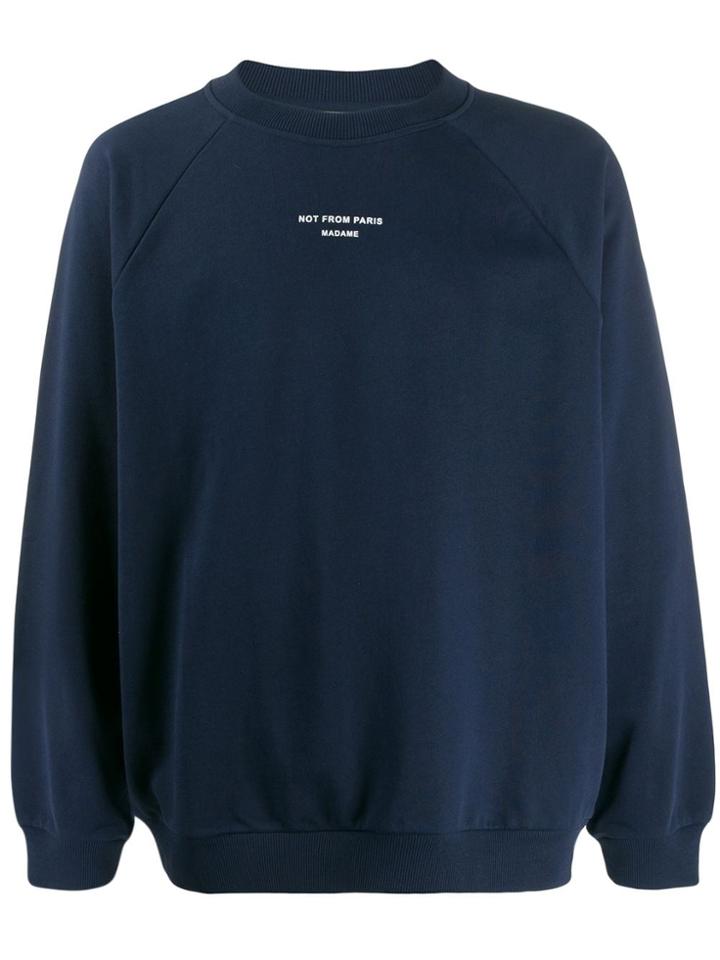 Drôle De Monsieur Printed Slogan Sweater - Blue