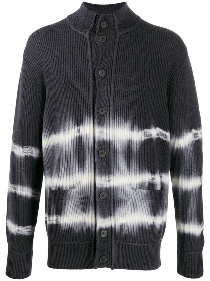 Maison Flaneur Ribbed Tie-dye Cardigan - Blue