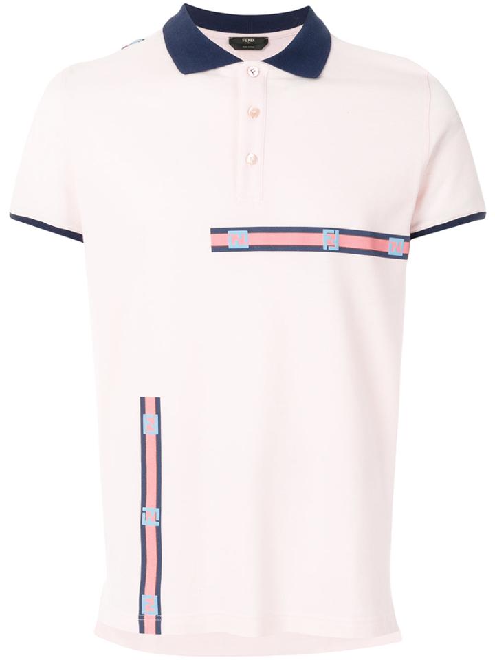 Fendi Tape Polo Shirt - Pink & Purple