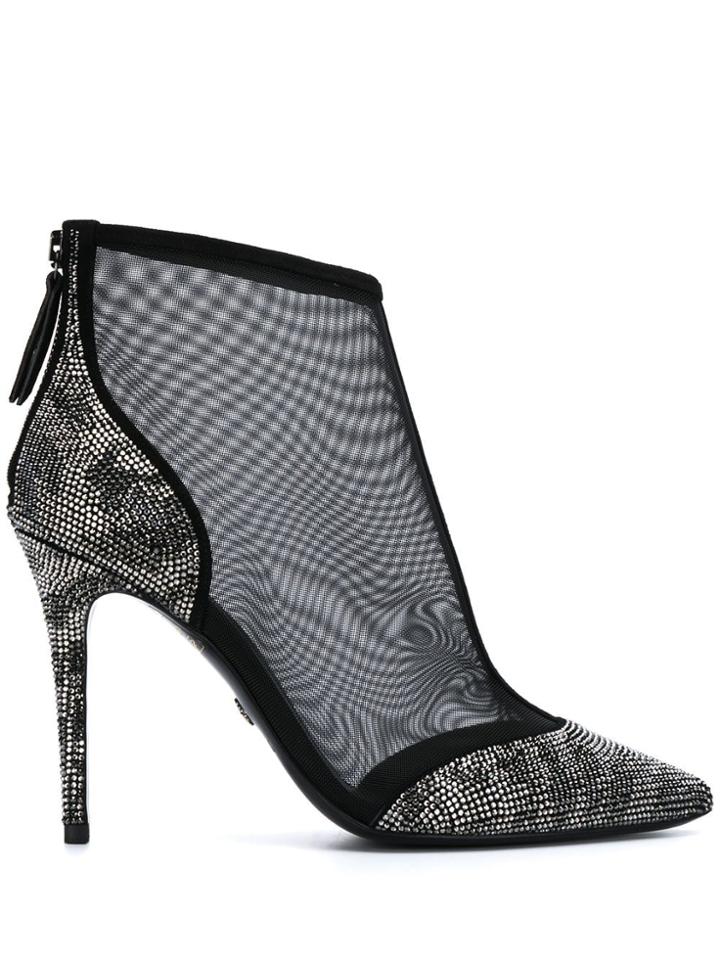 Roberto Cavalli Sheer Pointed Ankle Boots - Black