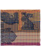 Etro Gingham Paisley Scarf - Brown