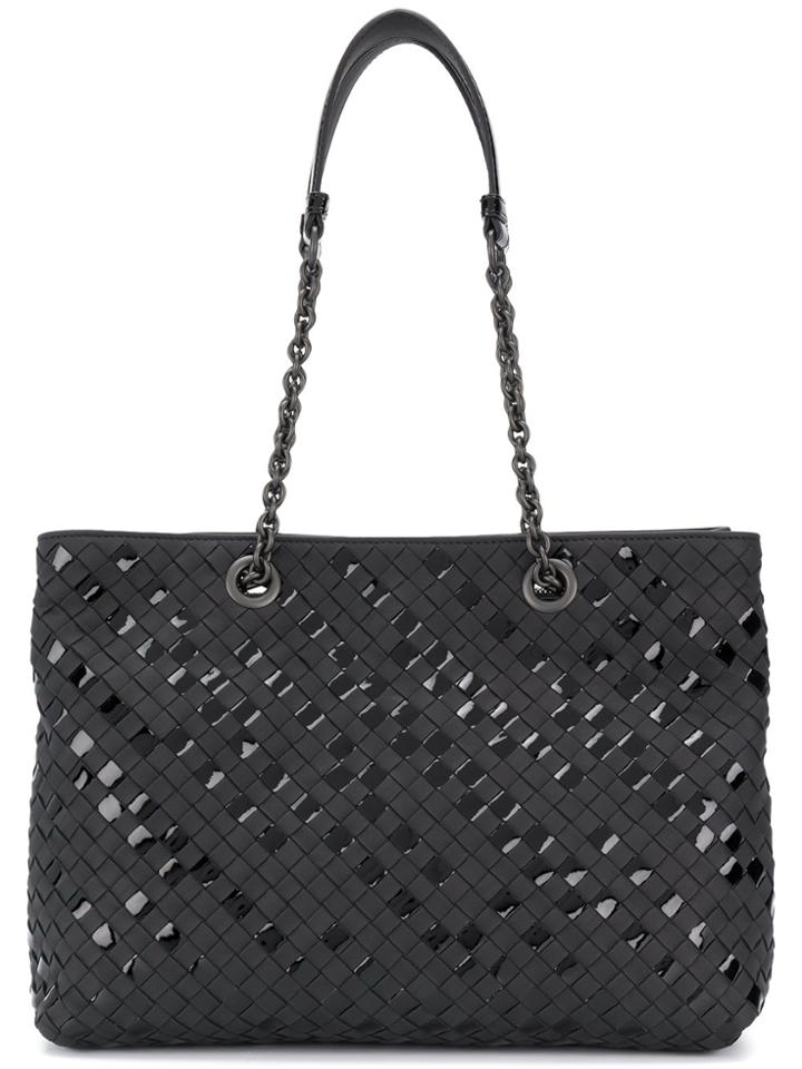 Bottega Veneta Cut Out Intrecciato Shoulder Bag - Black